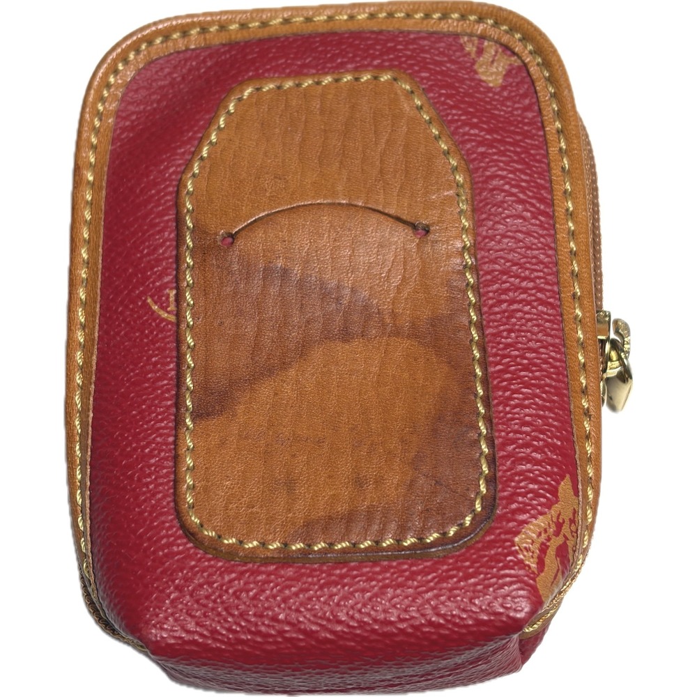 Vtg 90s La Espuela Red Leather Equestrian Coin Pouch Made‎ in Spain Small